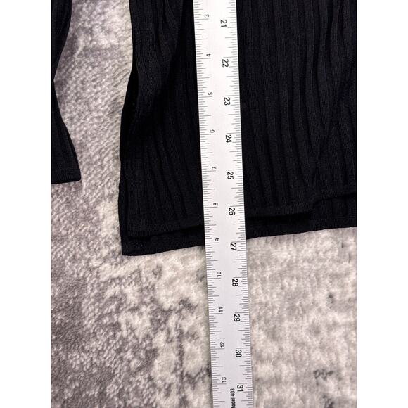 Exclusively Misook Jacket XL Womens Acrylic Black Ribbed Button Front - Picture 6 of 7